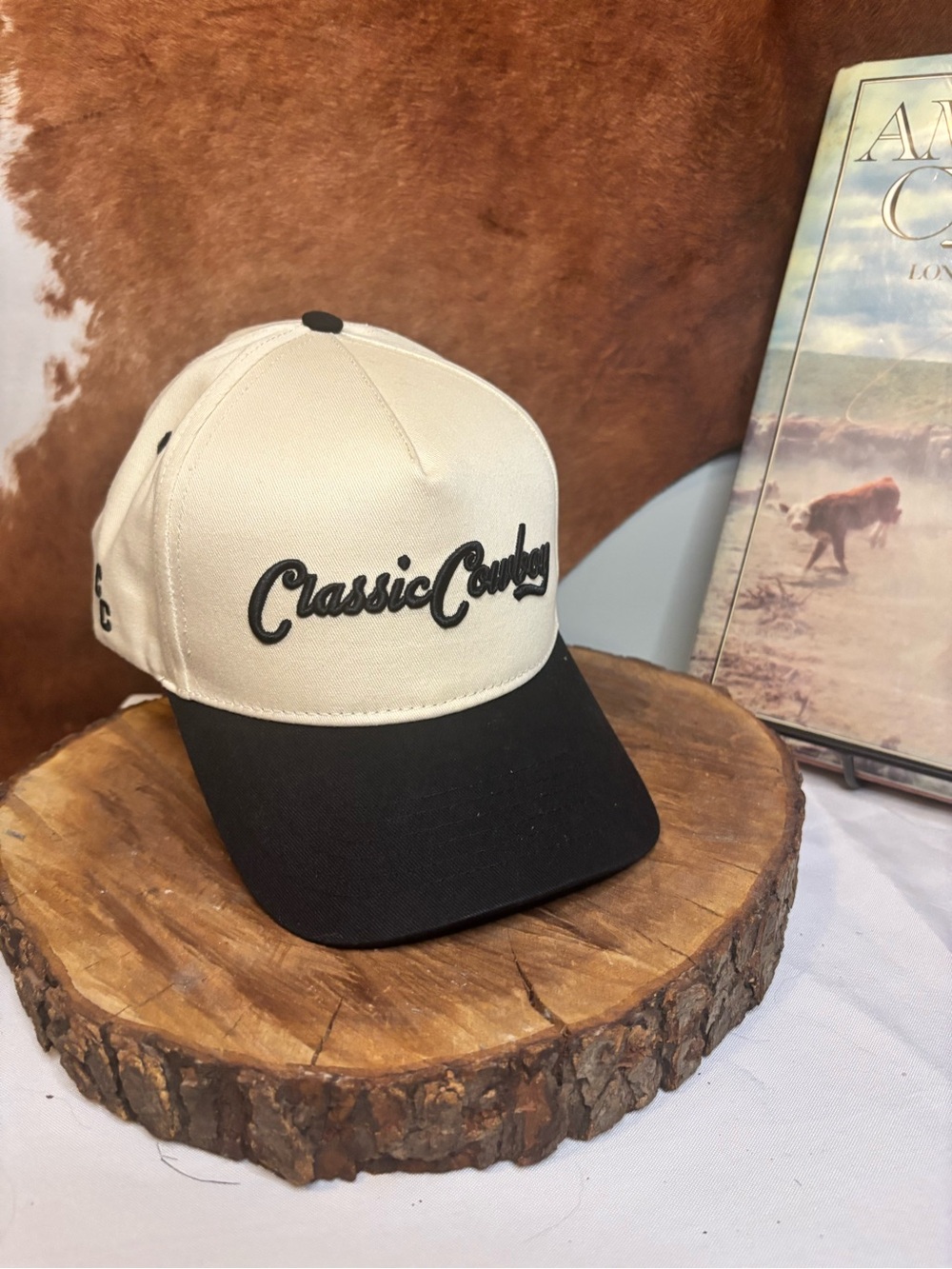 Classic Cowboy Snapback Hat | Black & Cream Western Ranch Country Cap